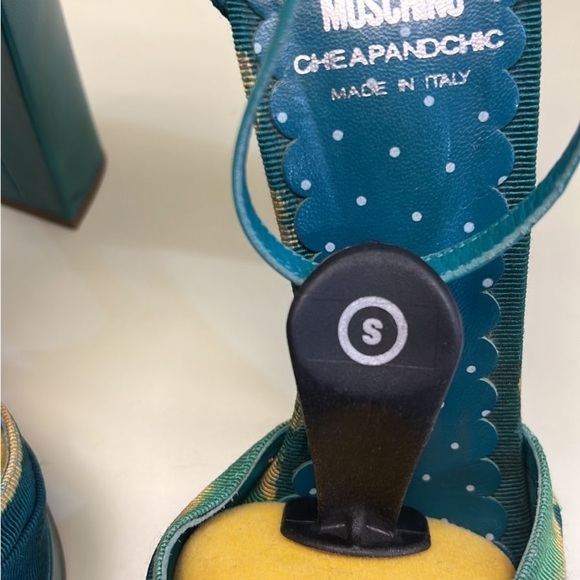 Moschino Blue and Yellow Heels with Chunky Straps - Picture 5 of 7